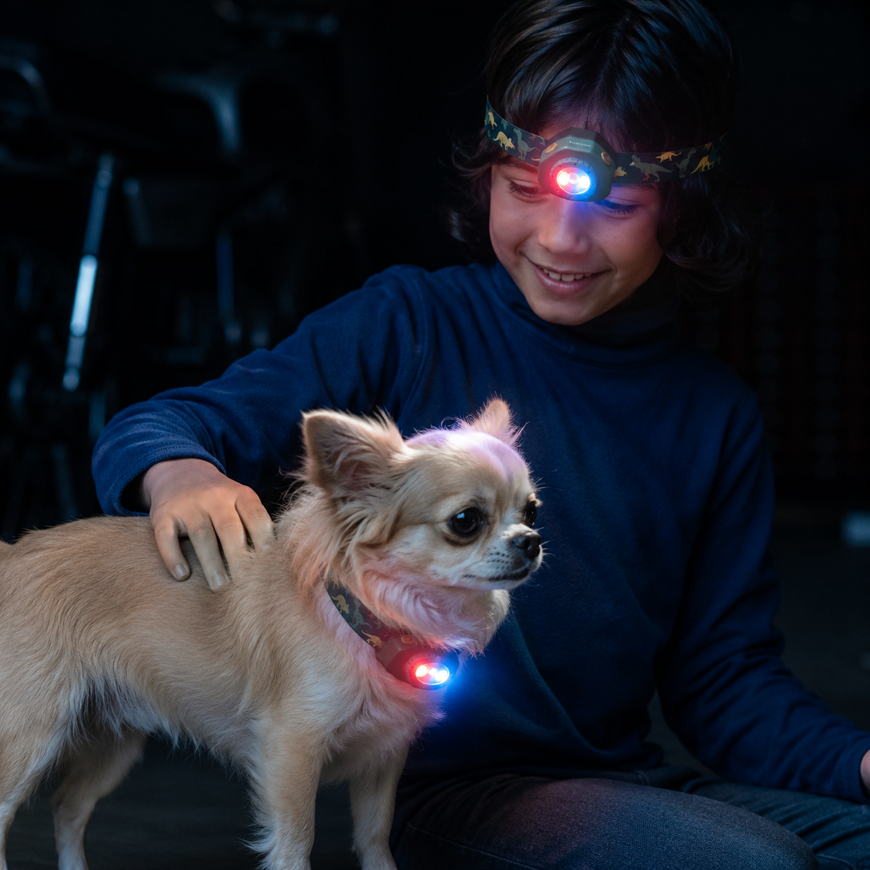 KIDLED4R 充電池仕様| 超軽量25gのヘッドランプ/ 小型犬の認識灯としても◎ 夜のお散歩に安心を