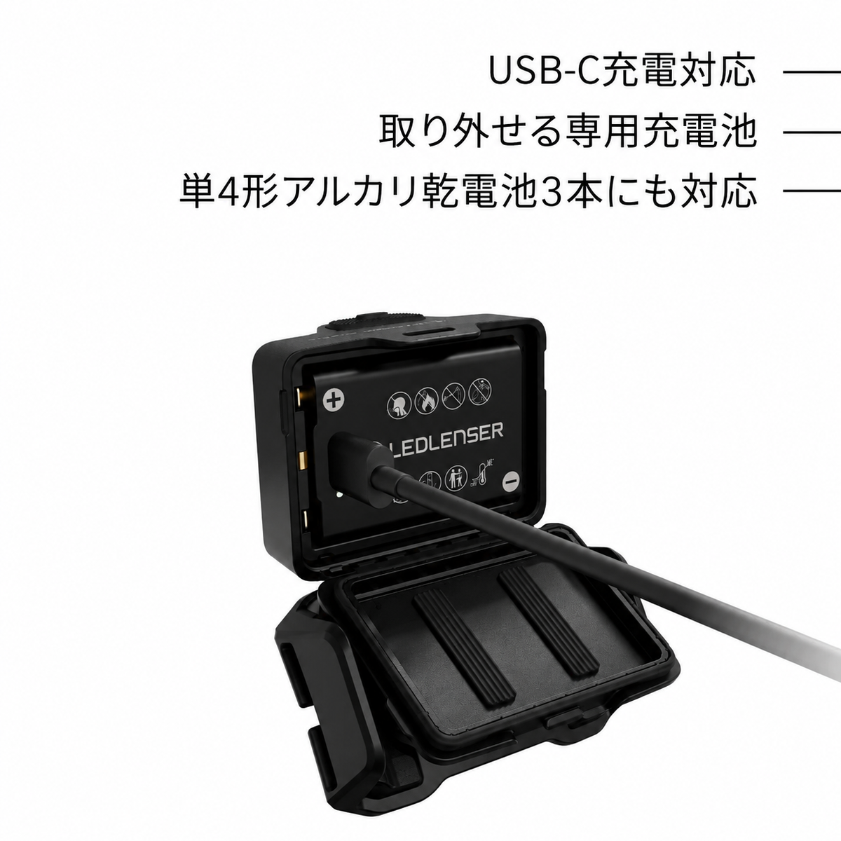 HF4R PRO USB-C充電 取り外せる専用充電池 単4形乾電池にも対応