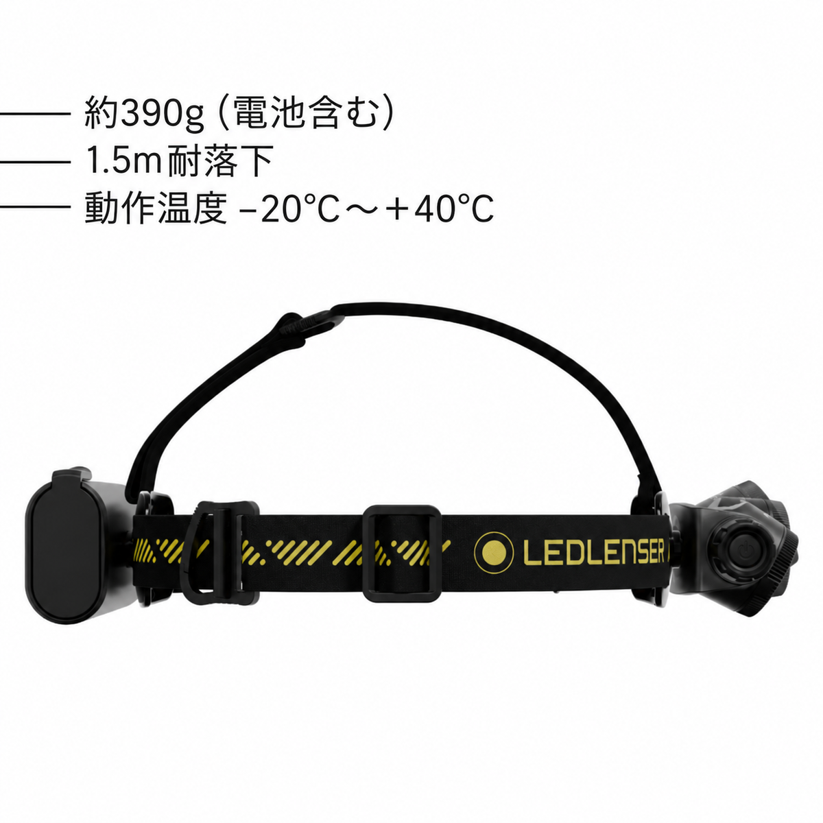 約390g(電池含む) 1.5m耐落下 動作温度 −20°C~+40°C