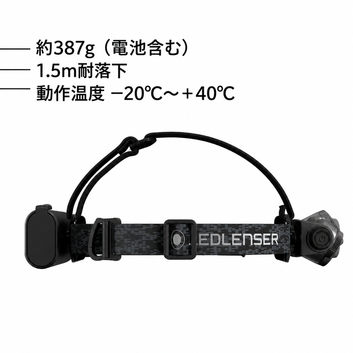 約387g(電池含む) 1.5m耐落下 動作温度 −20°C~+40°C