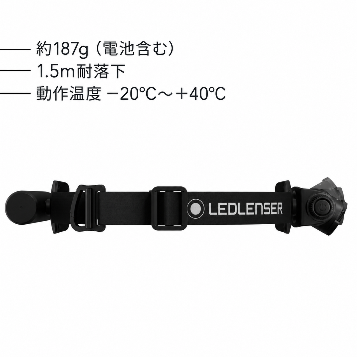 約187g(電池含む) 1.5m耐落下 動作温度 −20°C~+40°C