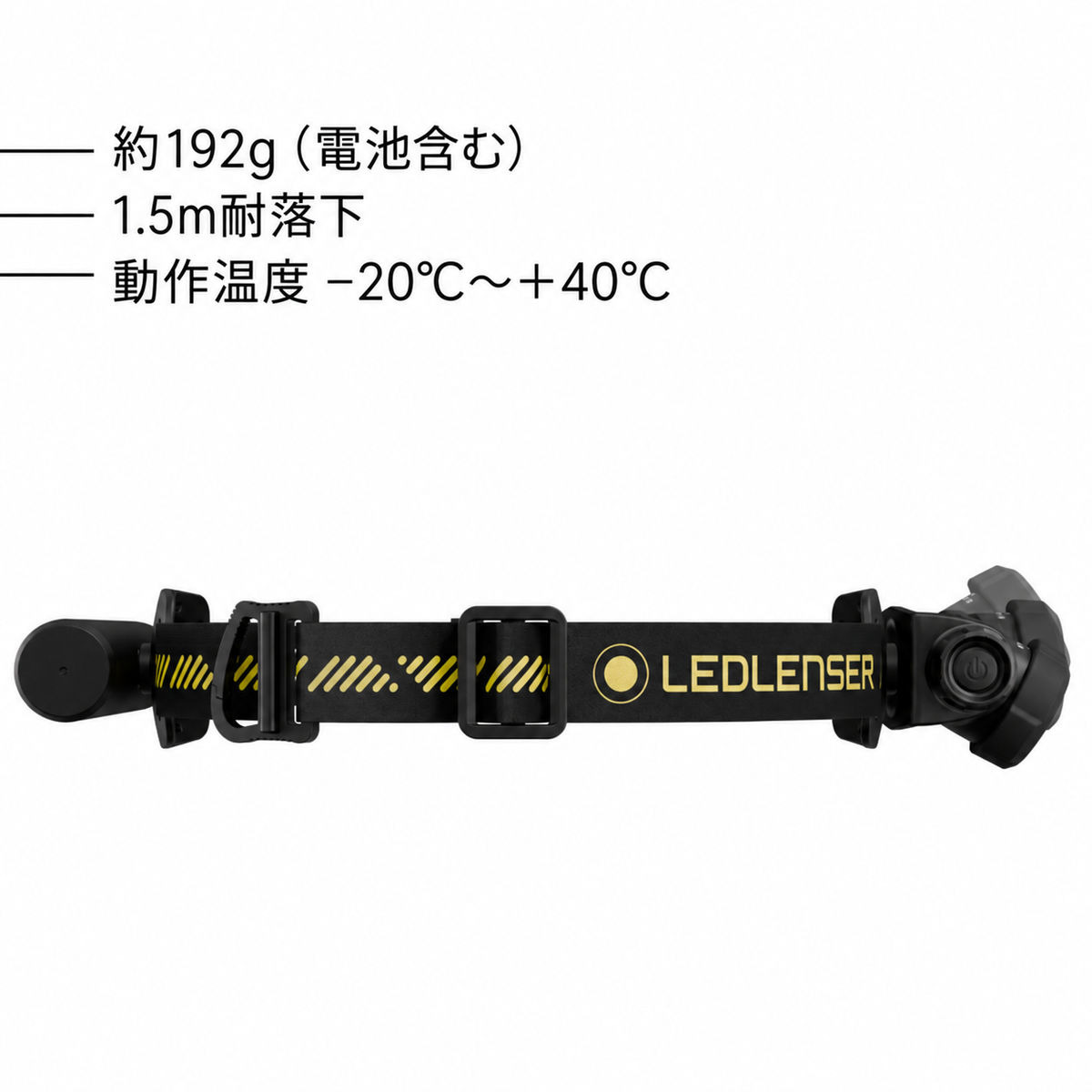 約192g(電池含む) 1.5m耐落下 動作温度 −20°C~+40°C