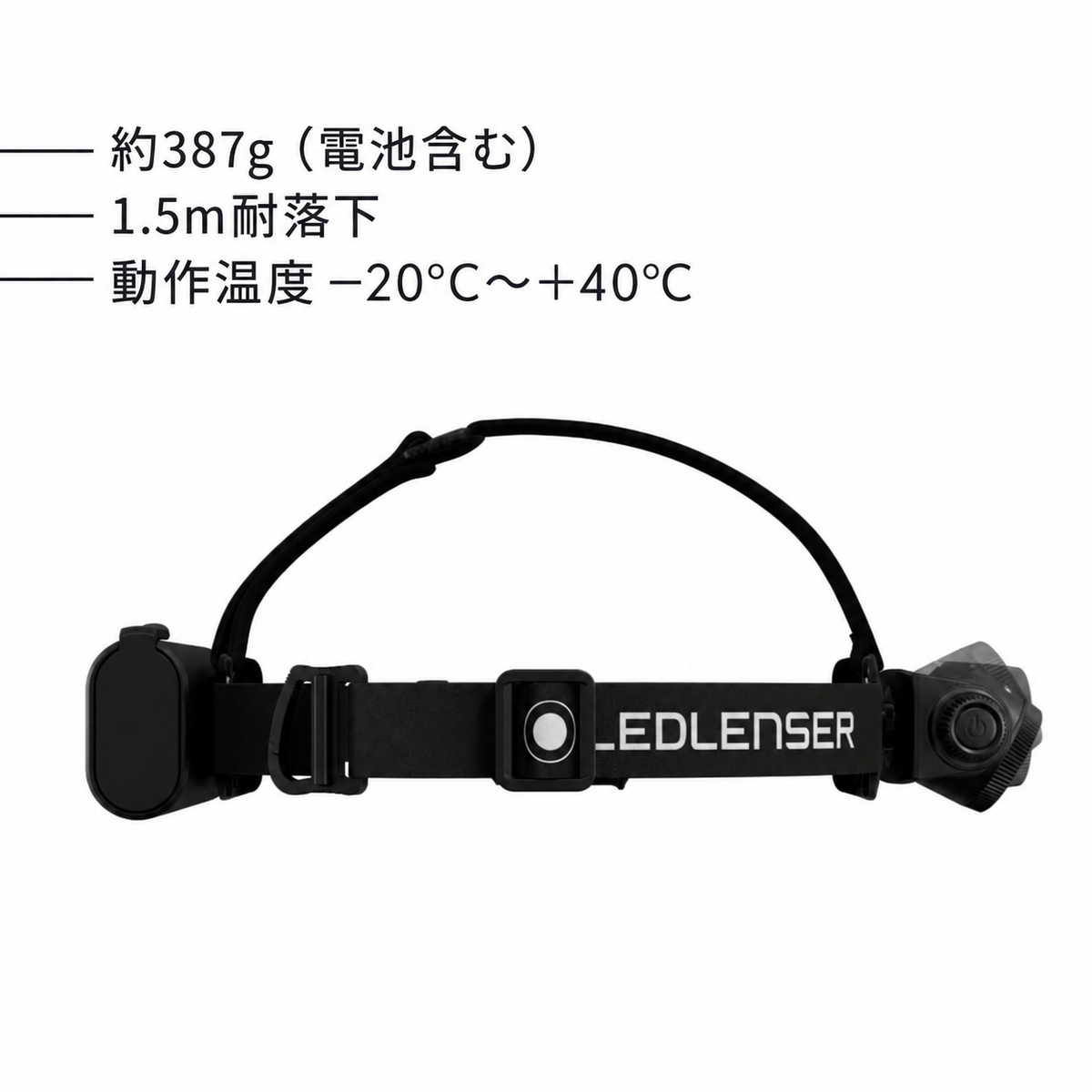 約387g（電池含む） 1.5m耐落下 動作温度 −20°C～＋40°C