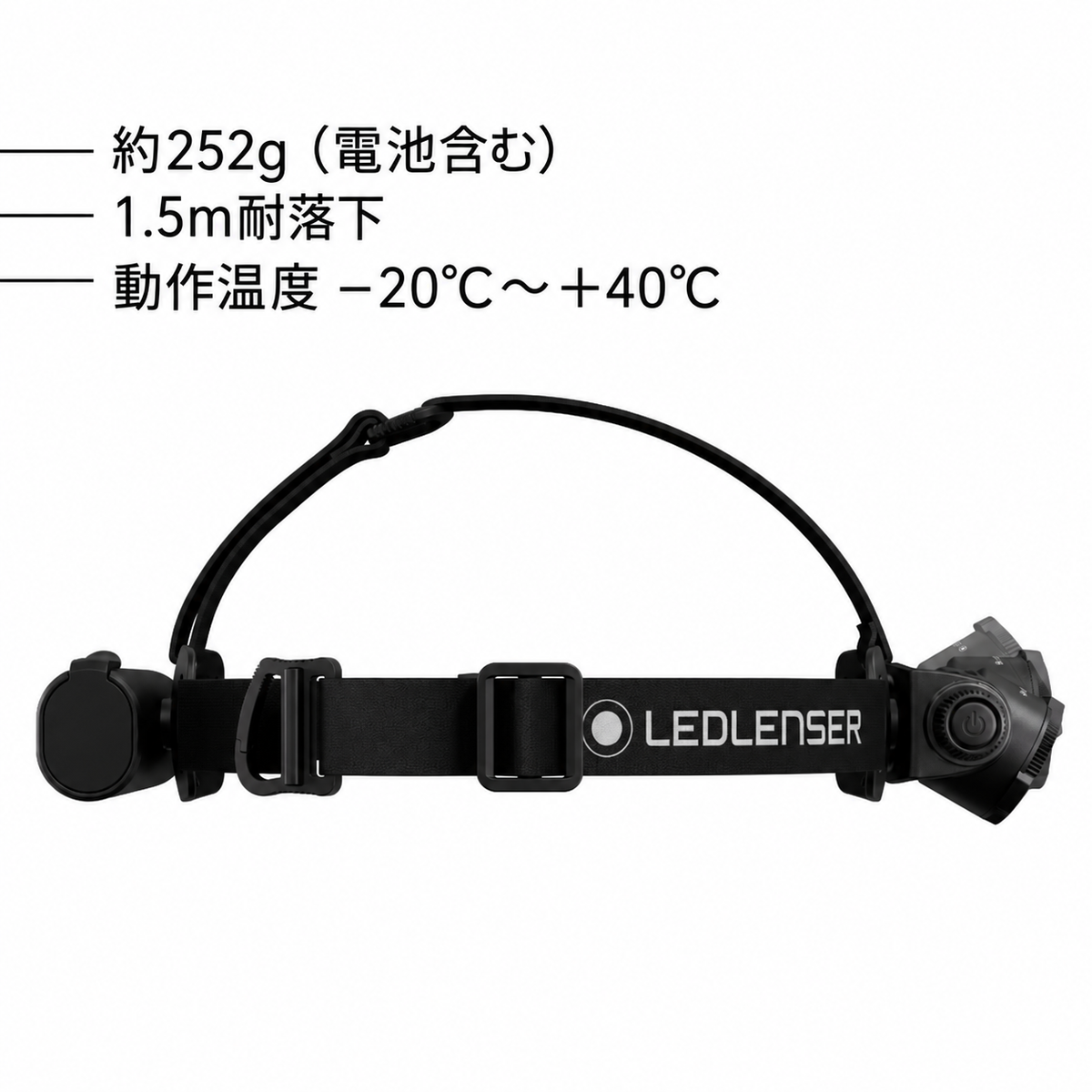 約252g（電池含む） 1.5m耐落下 動作温度 −20°C～＋40°C