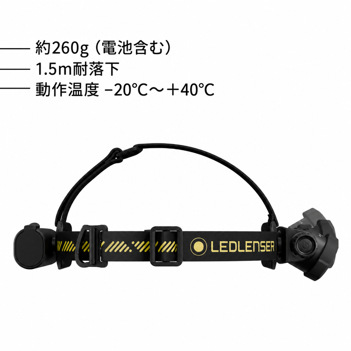 約260g（電池含む） 1.5m耐落下 動作温度 −20°C～＋40°C