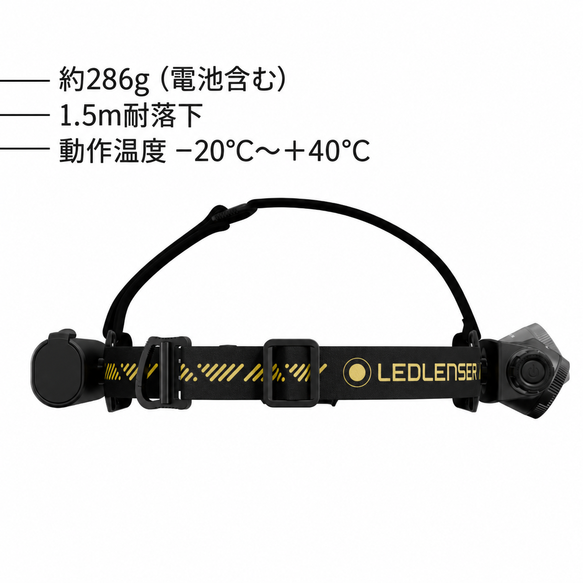 約286g（電池含む） 1.5m耐落下 動作温度 −20°C～＋40°C