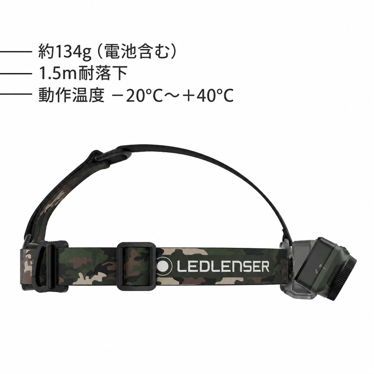 約134g（電池含む） 1.5m耐落下 動作温度 −20°C～＋40°C